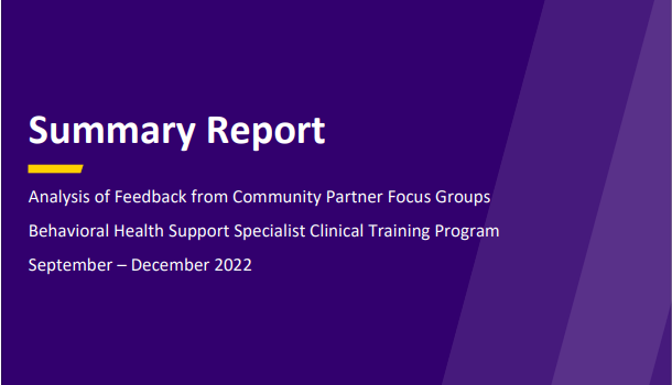 BHSS Community Partner Focus Group Summary Report Coverpage